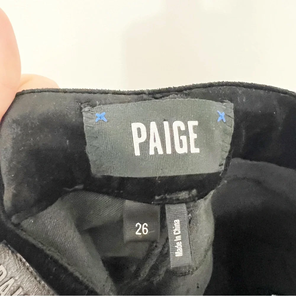 Paige Hoxton Ankle Peg Straight Velvet Jeans in Black Overdye Size 26